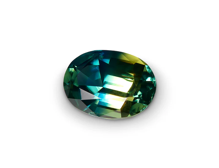 Faceted Australian parti sapphire displaying natural blue and green colours